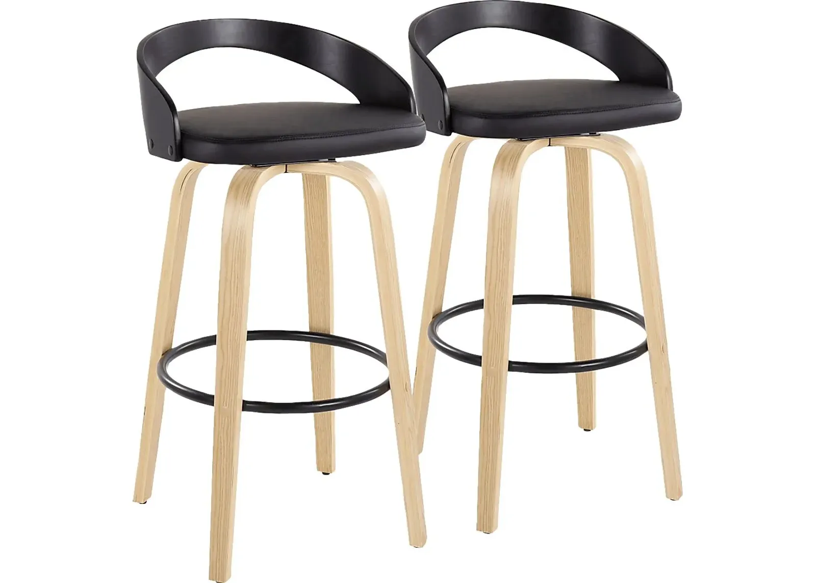 Zykan VII Black Swivel Barstool, Set of 2