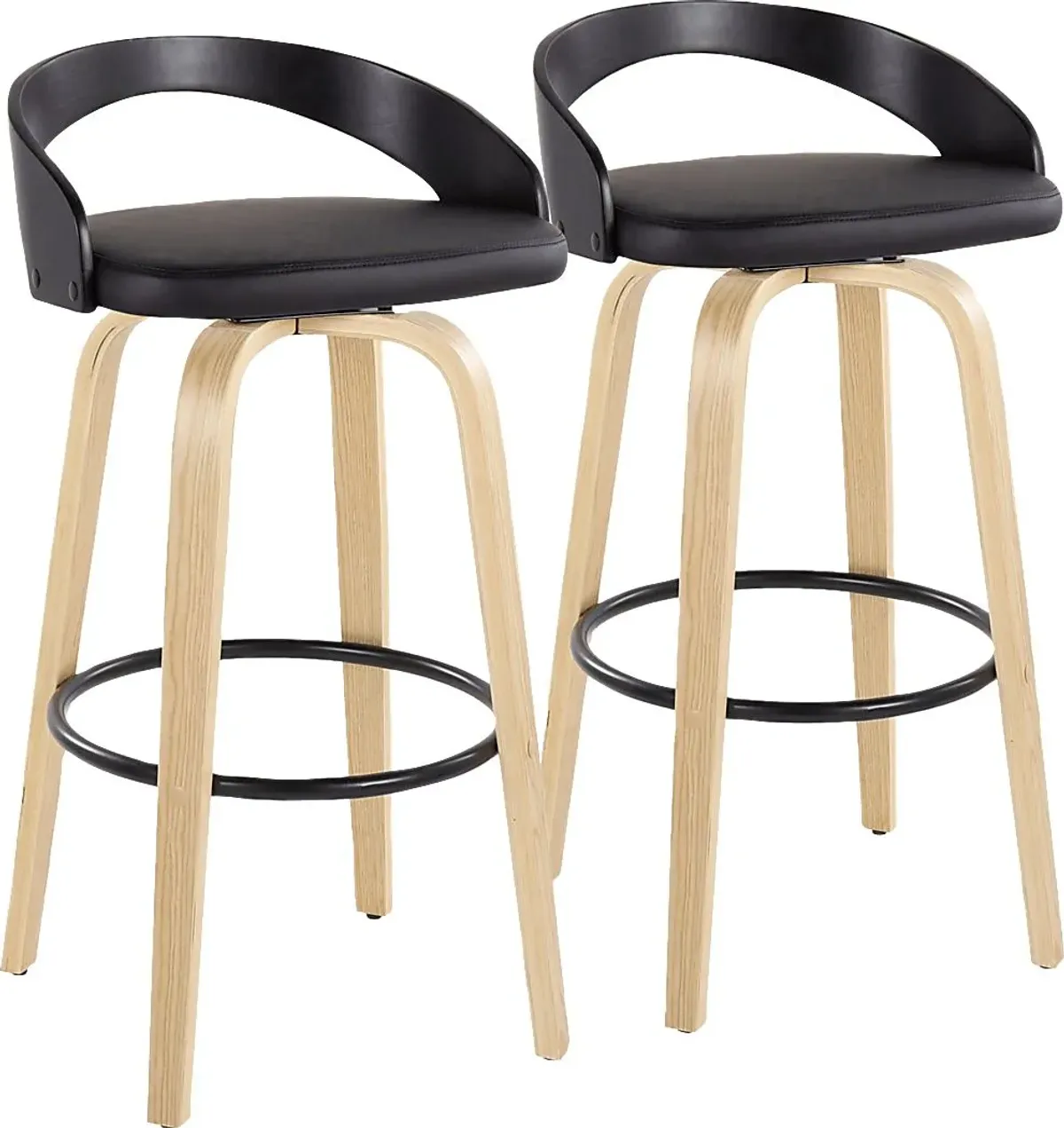 Zykan VII Black Swivel Barstool, Set of 2