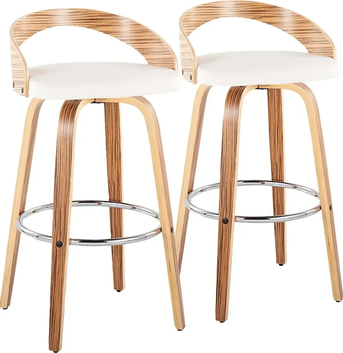 Zykan XI White Swivel Barstool, Set of 2