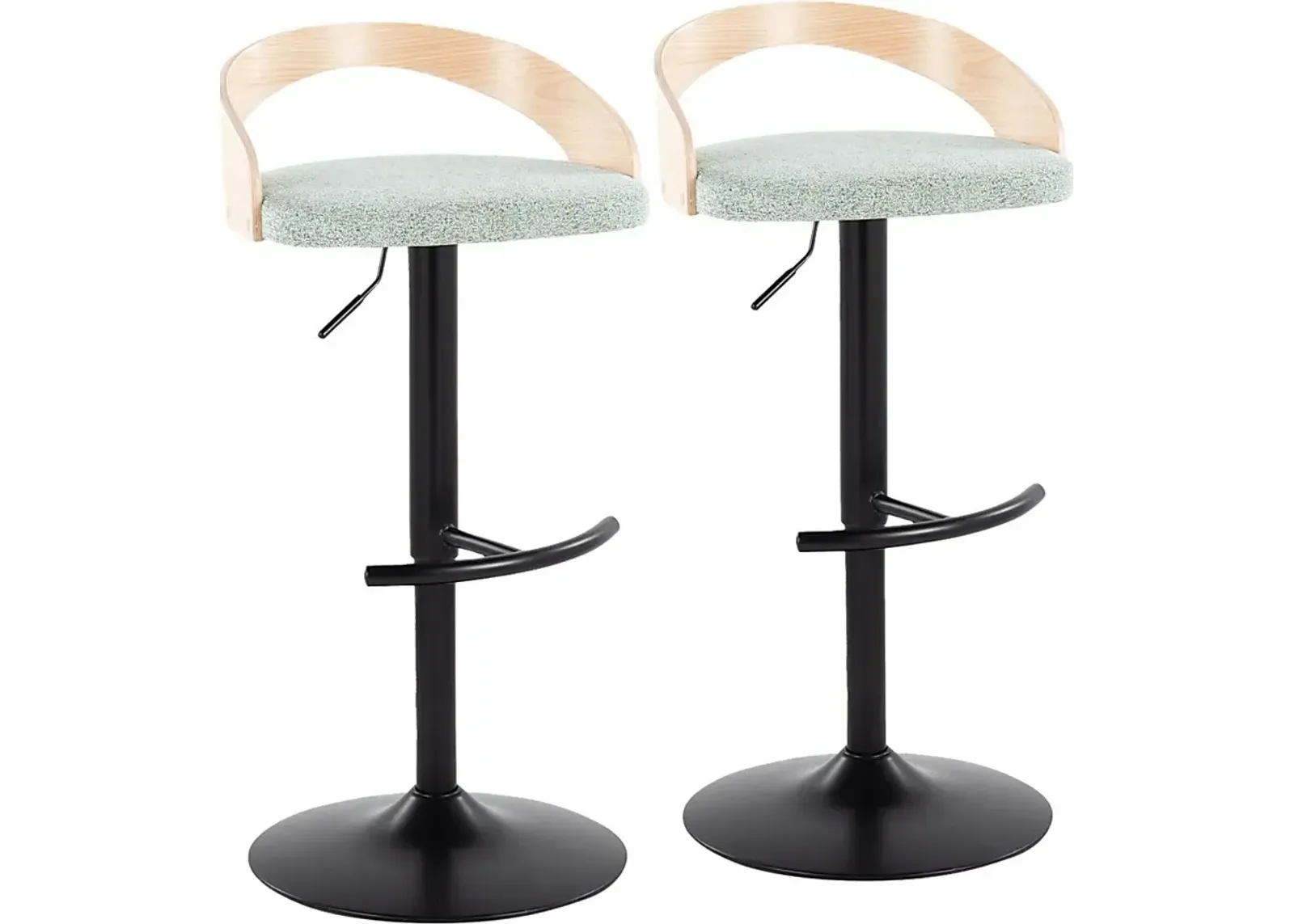 Zykan XII Light Green Adjustable Barstool, Set of 2