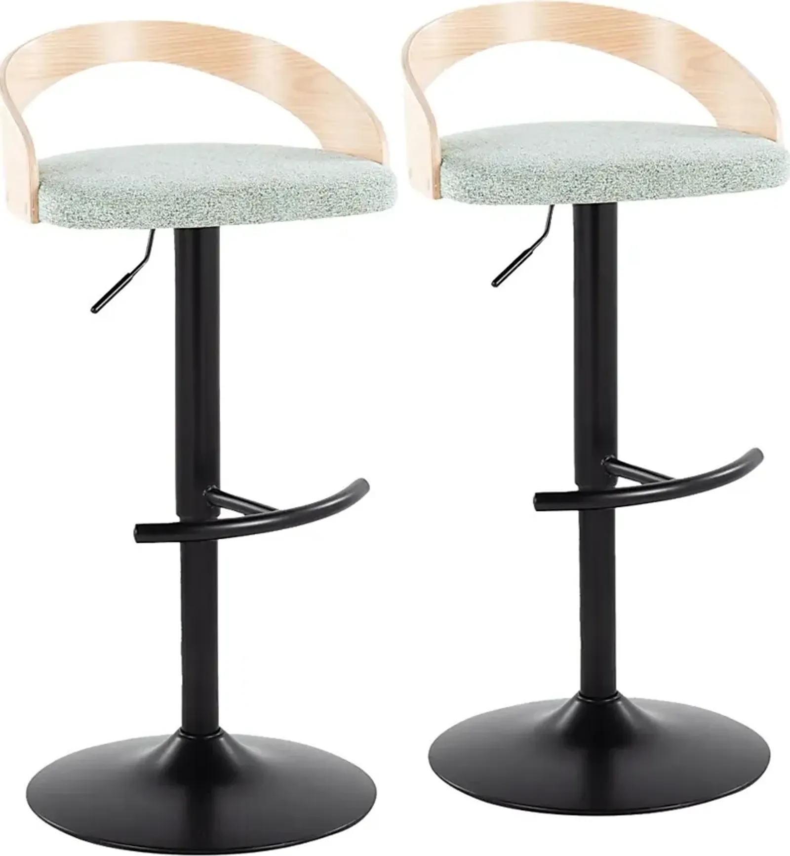 Zykan XII Light Green Adjustable Barstool, Set of 2