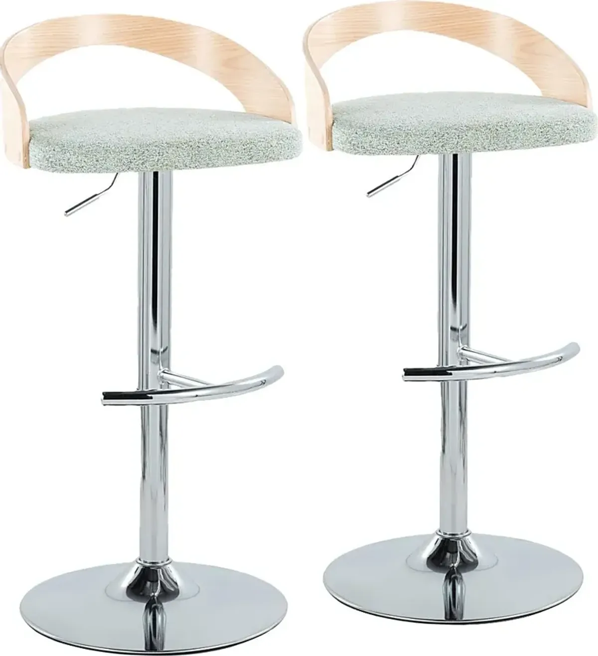 Zykan XIII Light Green Adjustable Barstool, Set of 2