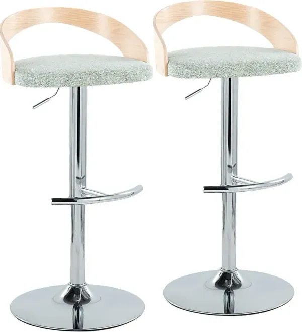Zykan XIII Light Green Adjustable Barstool, Set of 2
