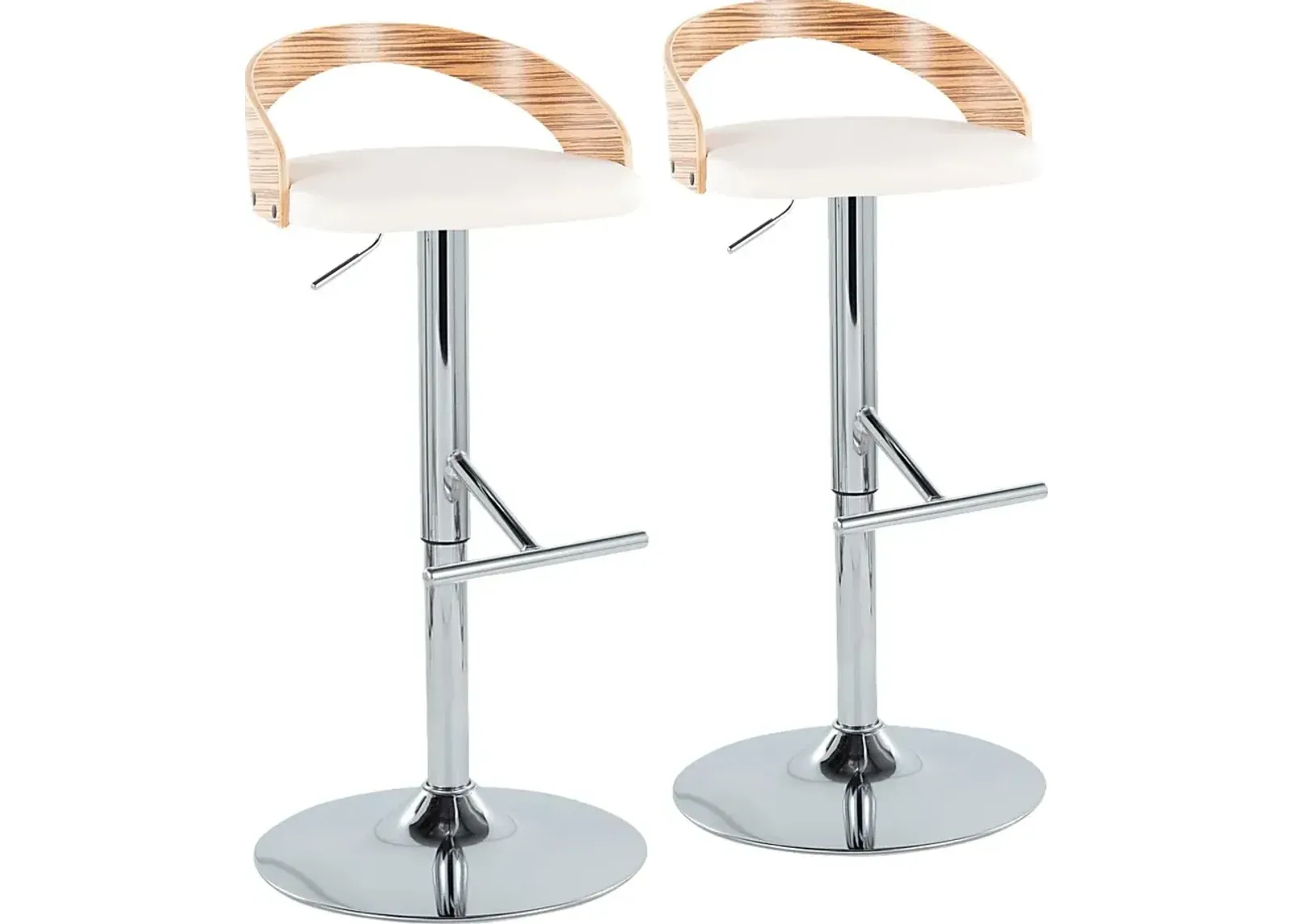 Wrayhall I White Adjustable Swivel Barstool, Set of 2