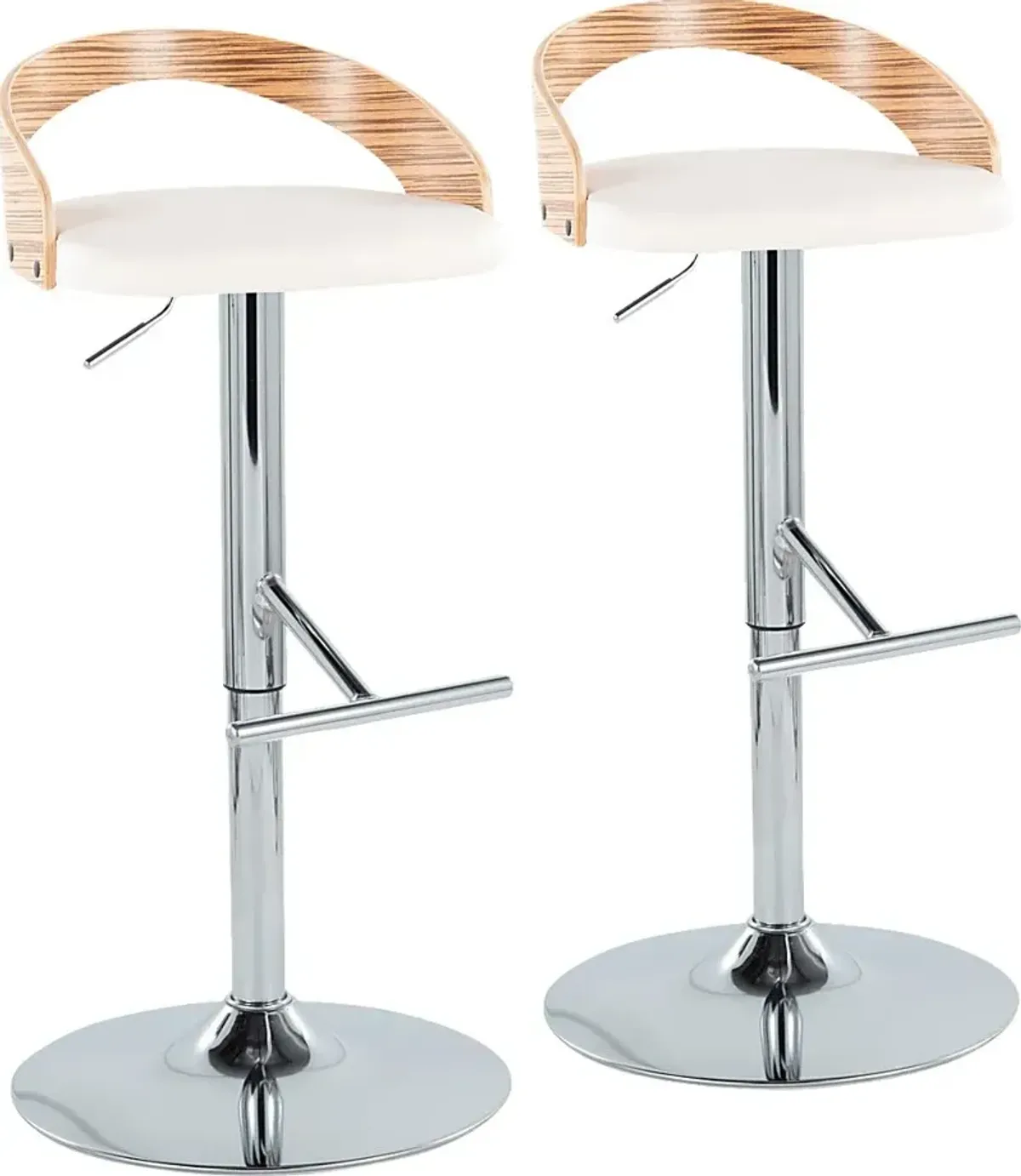 Wrayhall I White Adjustable Swivel Barstool, Set of 2