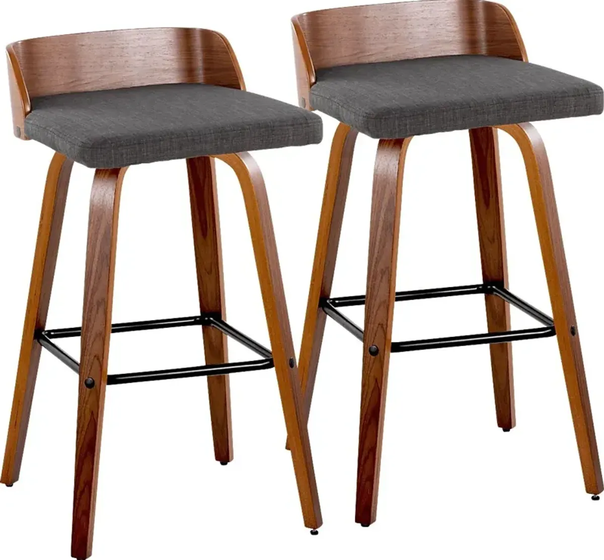 Wetherburn I Charcoal Swivel Barstool, Set of 2