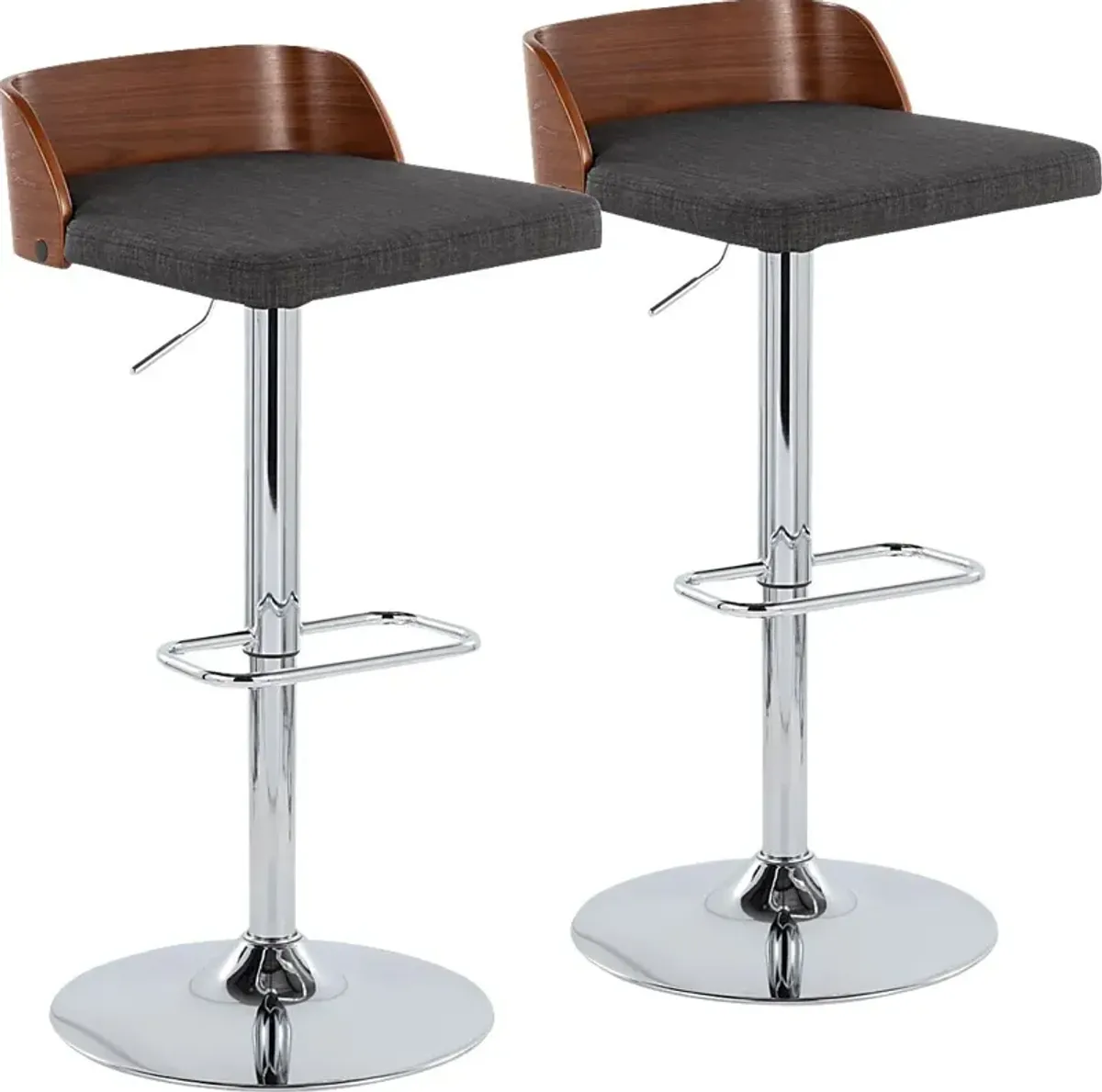 Wetherburn IV Charcoal Adjustable Swivel Barstool, Set of 2