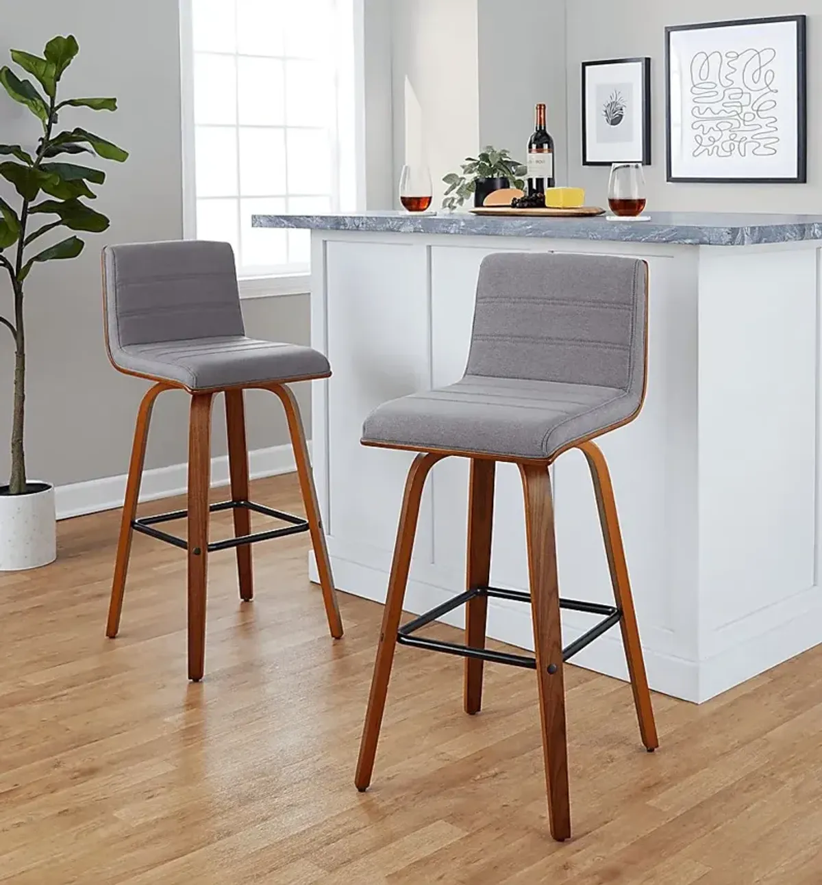 Sturfield III Gray Swivel Barstool, Set of 2