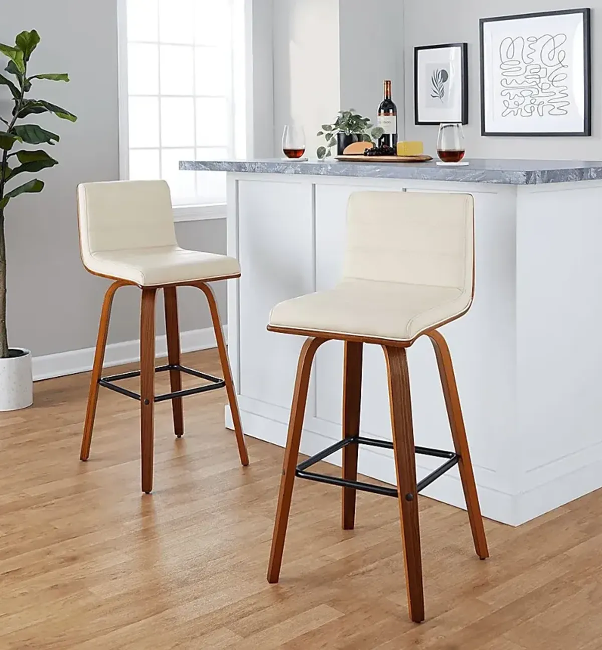 Sturfield II Cream Swivel Barstool, Set of 2