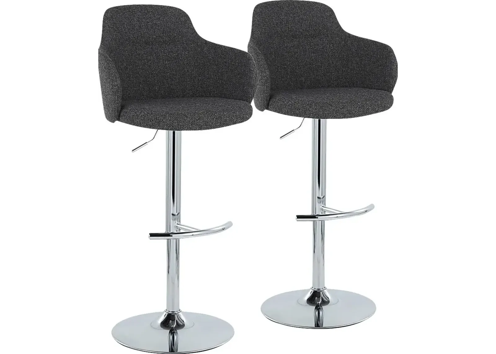 Vitadale IV Dark Gray Adjustable Swivel Barstool, Set of 2