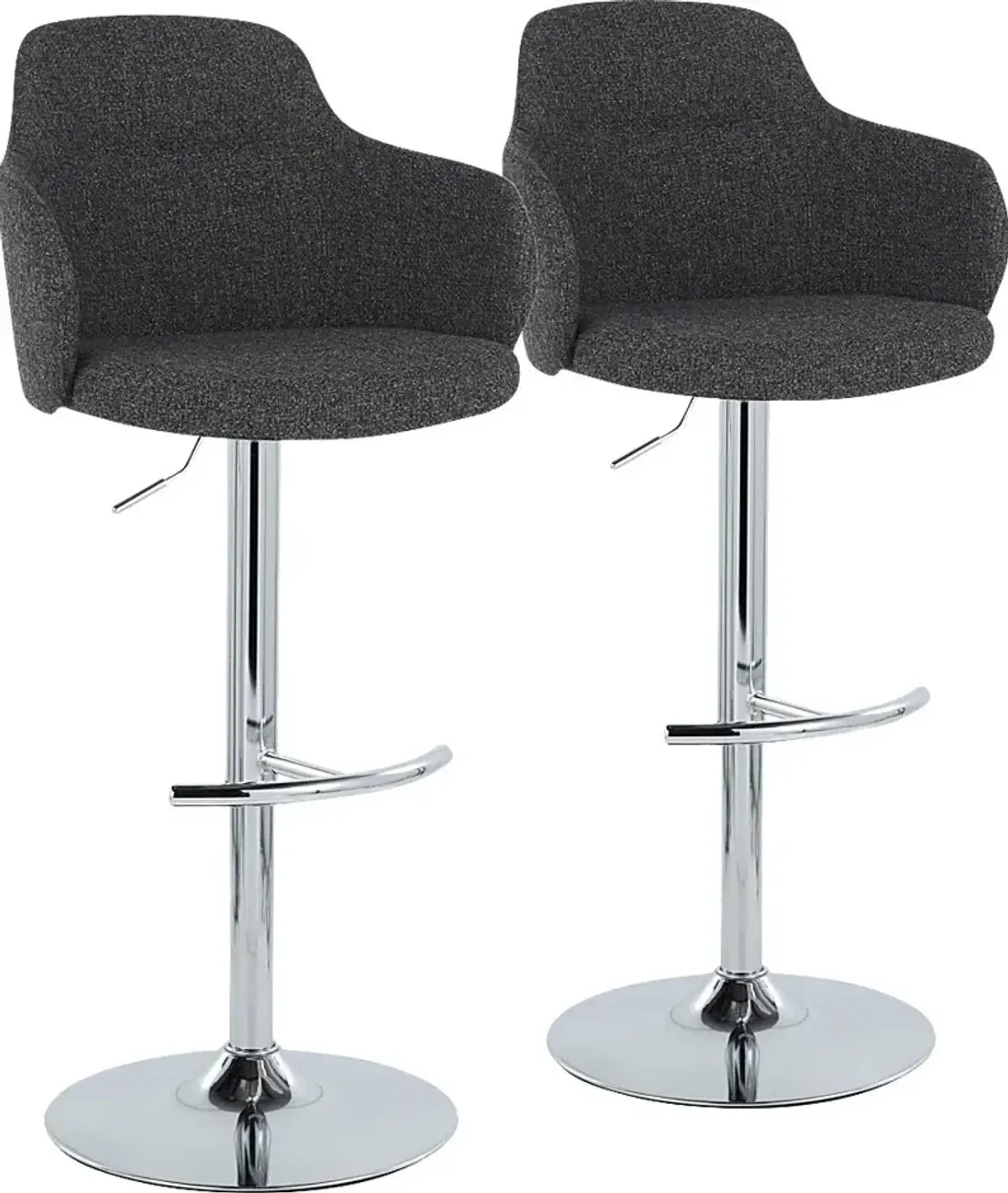 Vitadale IV Dark Gray Adjustable Swivel Barstool, Set of 2