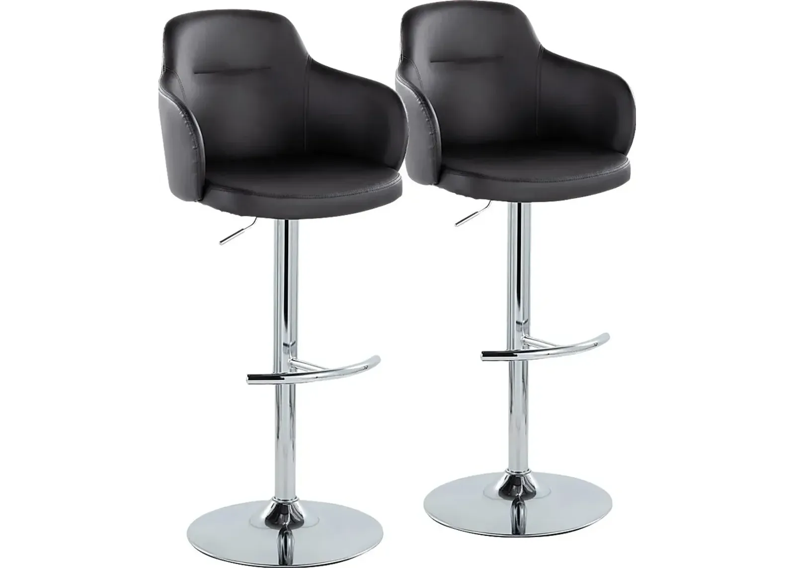 Vitadale IV Black Adjustable Swivel Barstool, Set of 2