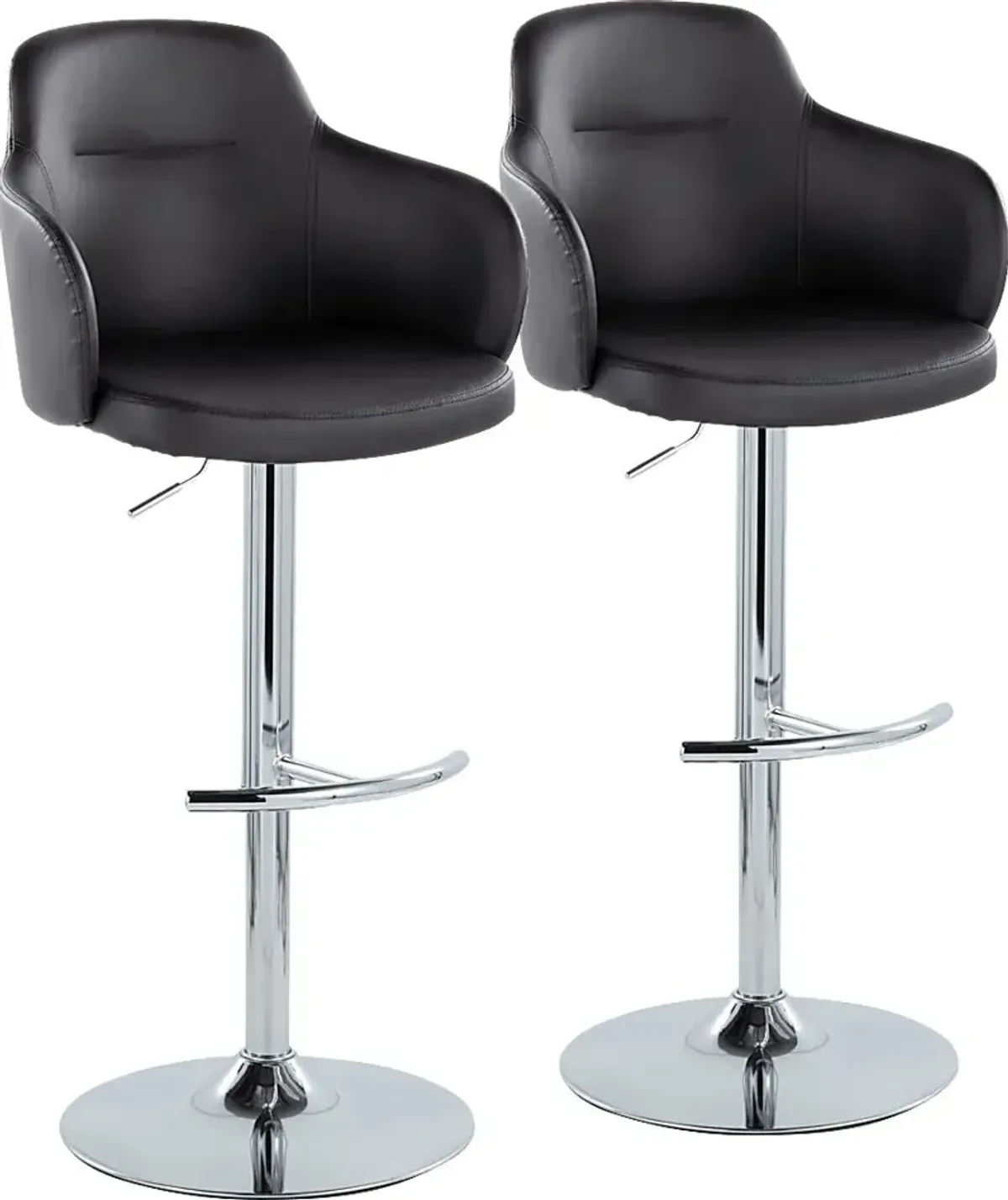 Vitadale IV Black Adjustable Swivel Barstool, Set of 2