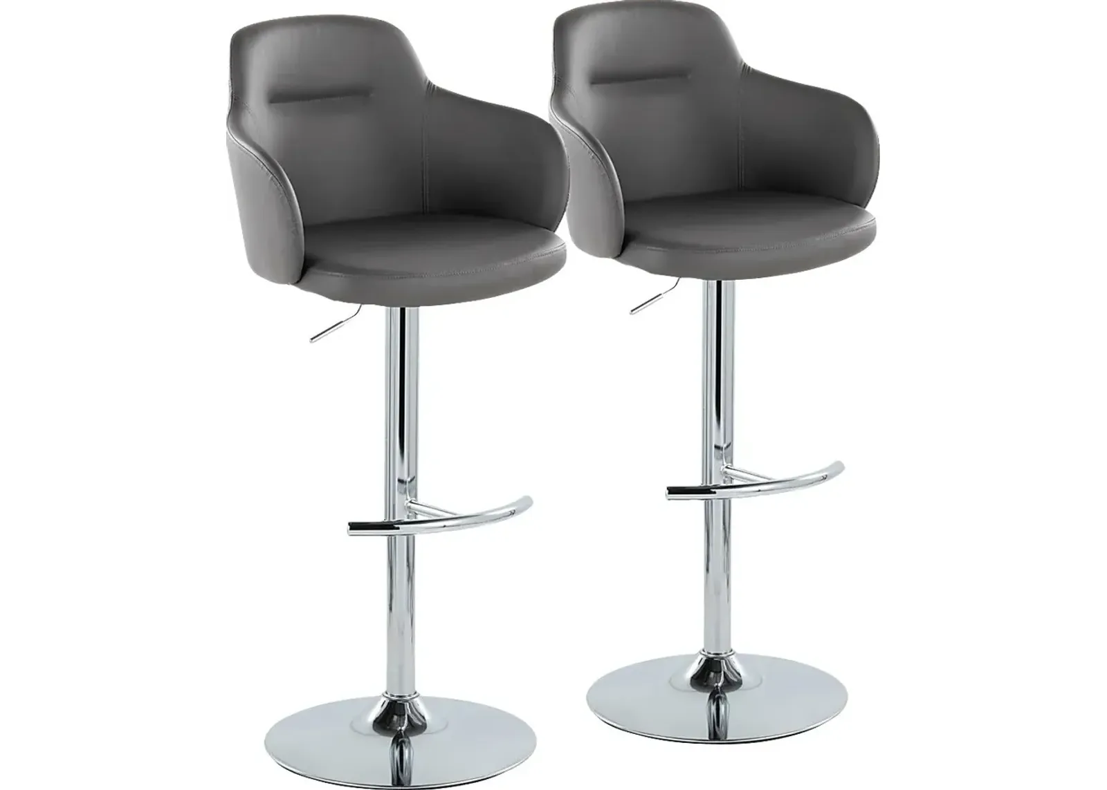 Vitadale IV Gray Adjustable Swivel Barstool, Set of 2