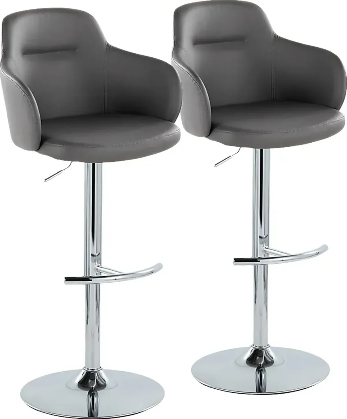 Vitadale IV Gray Adjustable Swivel Barstool, Set of 2