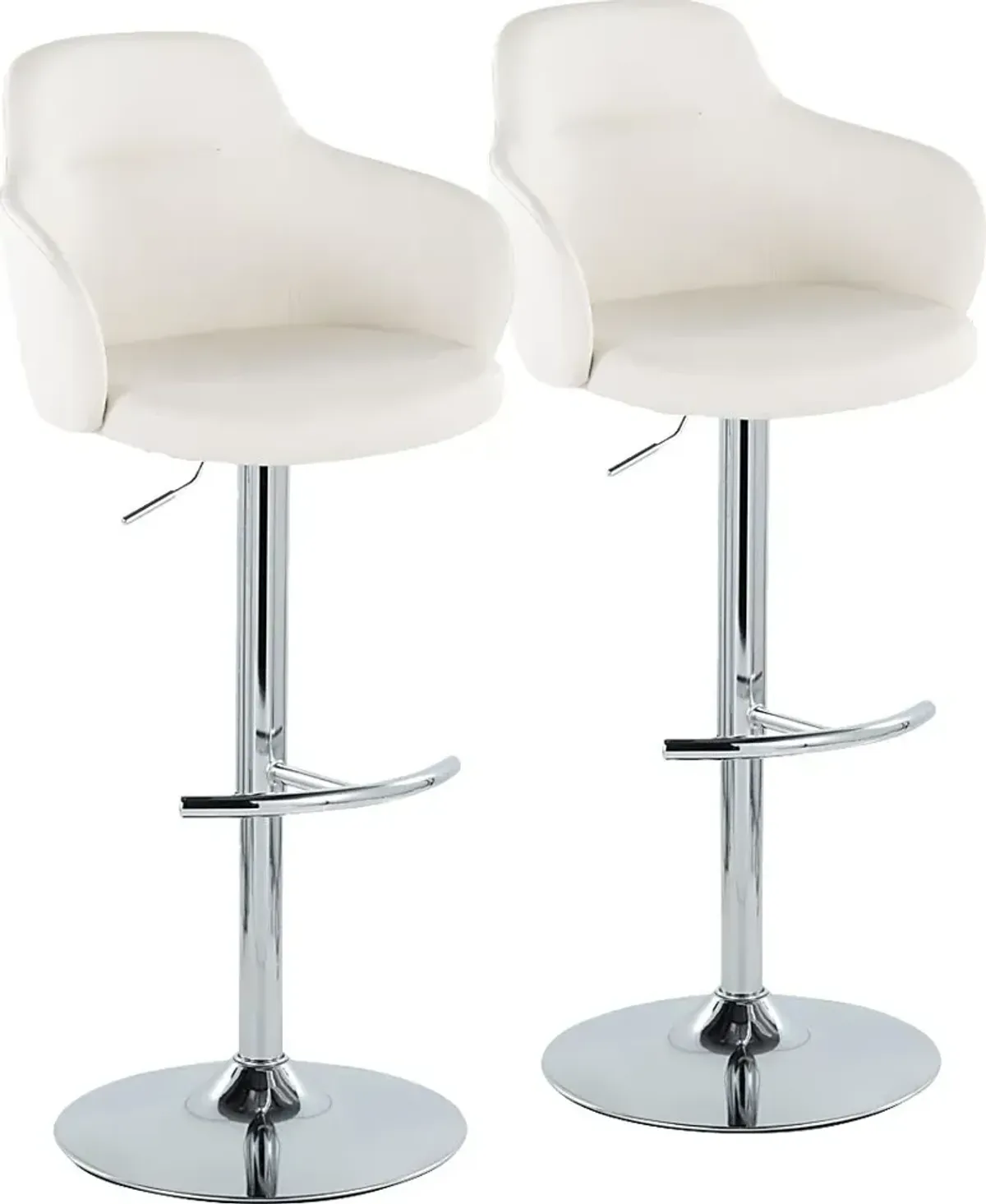 Vitadale IV White Adjustable Swivel Barstool, Set of 2