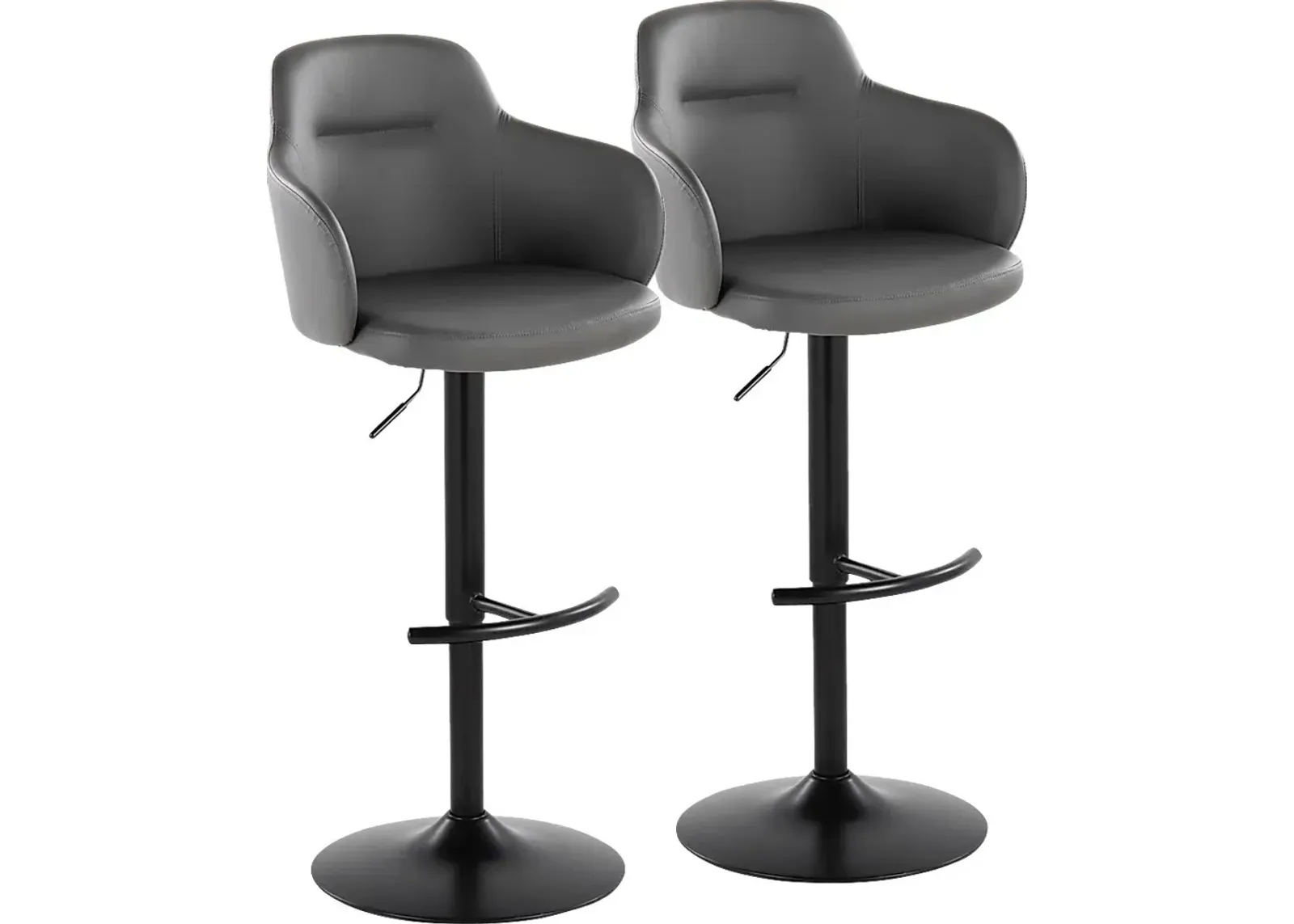 Vitadale VI Gray Adjustable Swivel Barstool, Set of 2