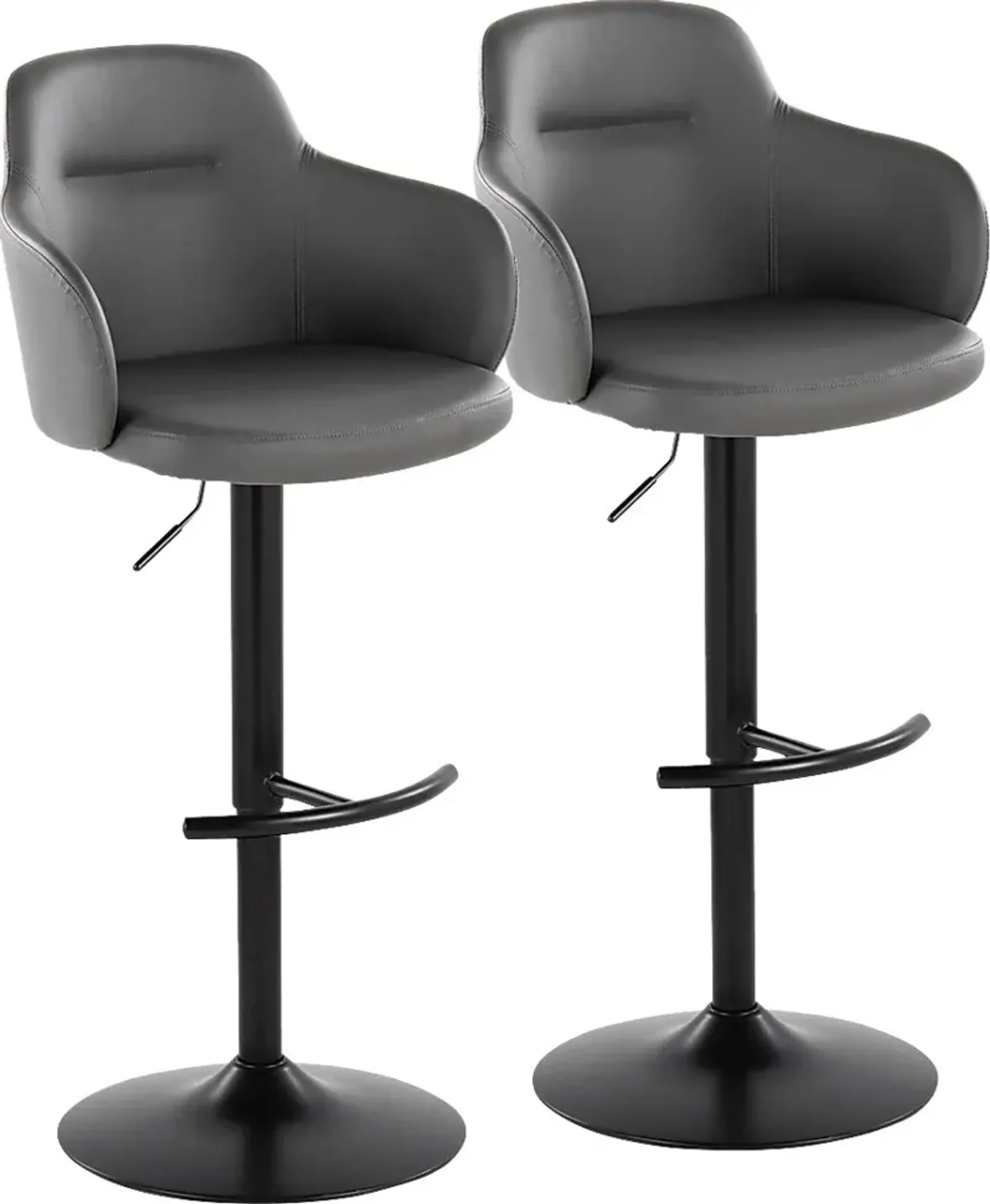 Vitadale VI Gray Adjustable Swivel Barstool, Set of 2