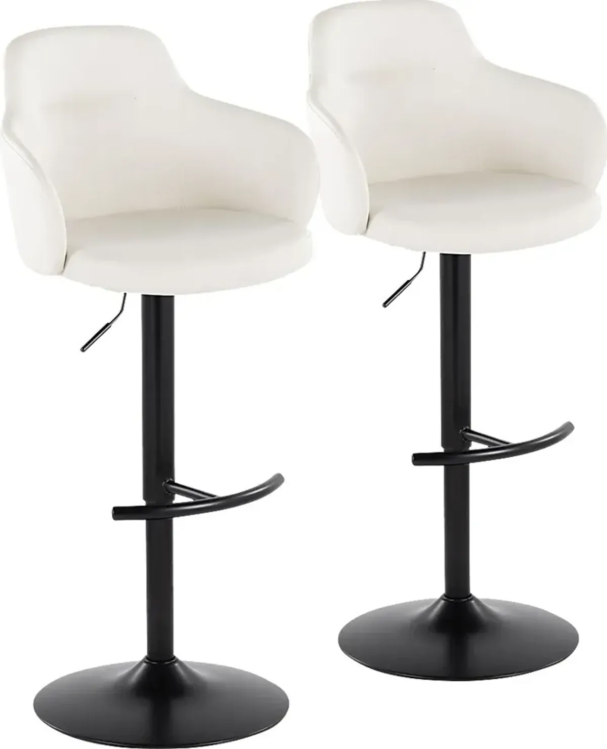 Vitadale VI White Adjustable Swivel Barstool, Set of 2