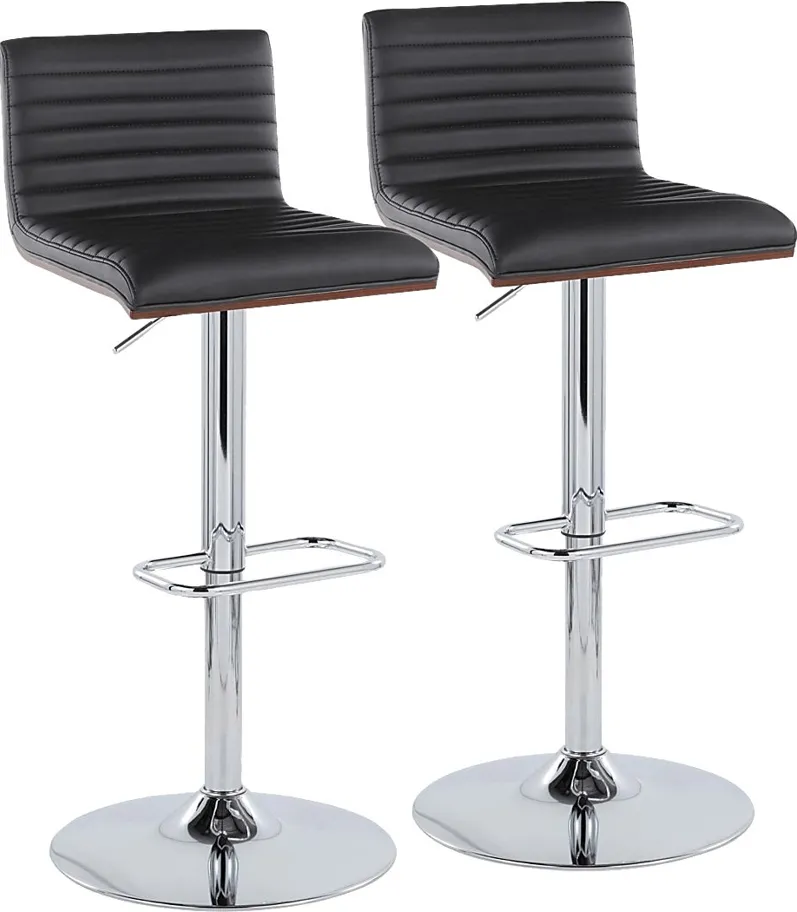 Tatesbrook VIII Black Adjustable Swivel Barstool, Set of 2