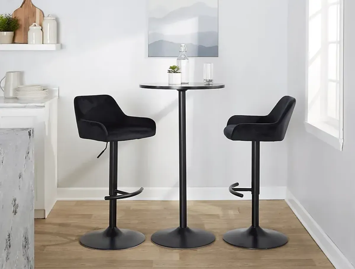 Rimcrest V Black Adjustable Swivel Barstool, Set of 2