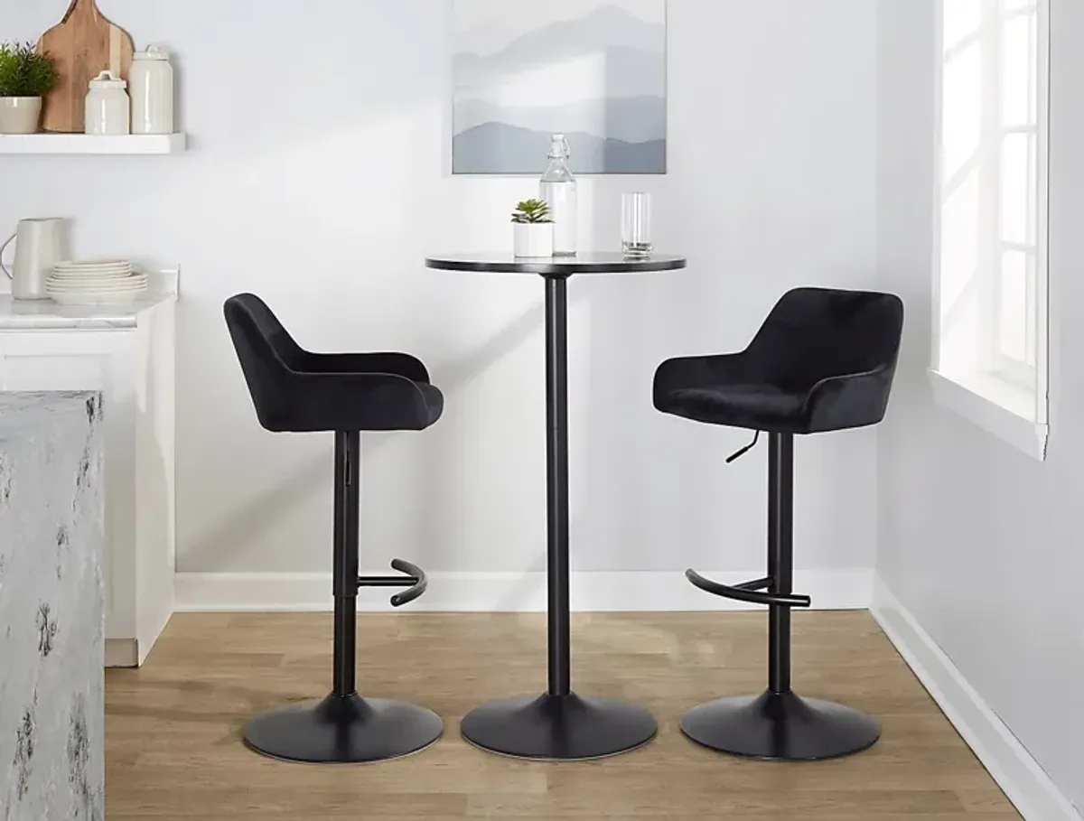 Rimcrest V Black Adjustable Swivel Barstool, Set of 2