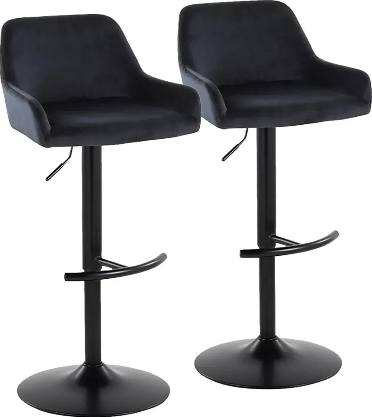 Rimcrest V Black Adjustable Swivel Barstool, Set of 2