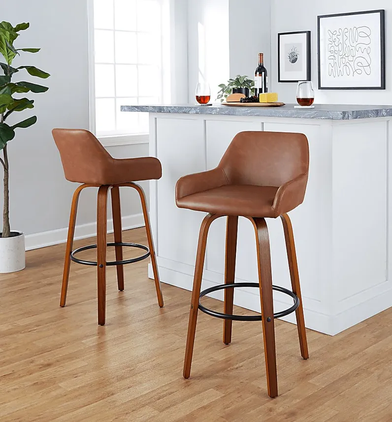 Rimcrest VI Camel Swivel Barstool, Set of 2