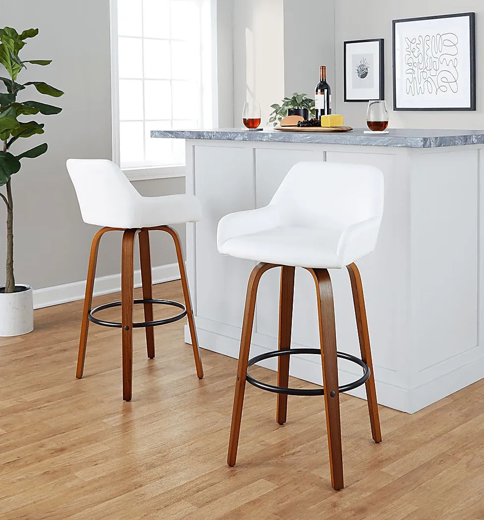 Rimcrest VI White Swivel Barstool, Set of 2