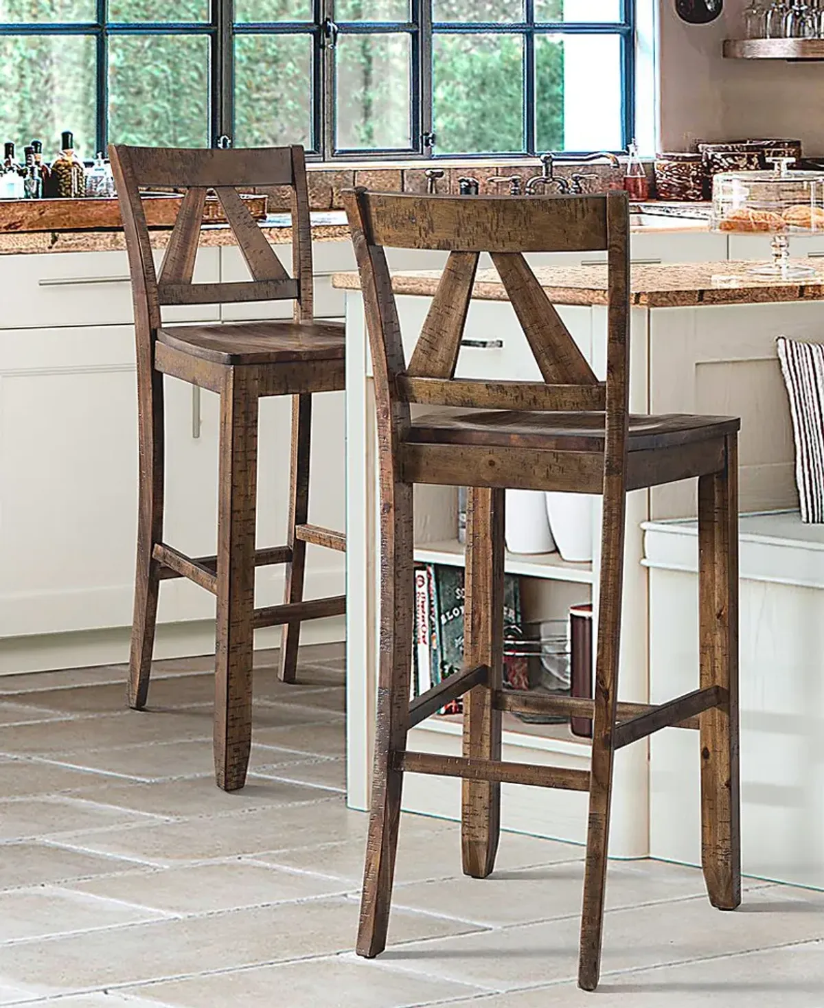 Pixystem Walnut Barstool, Set of 2