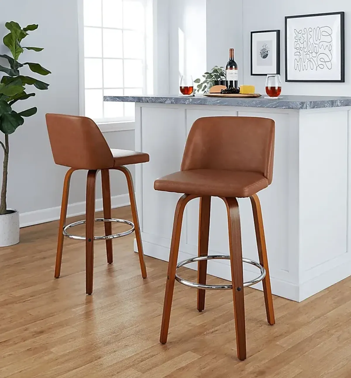 Wymering X Camel Swivel Barstool, Set of 2