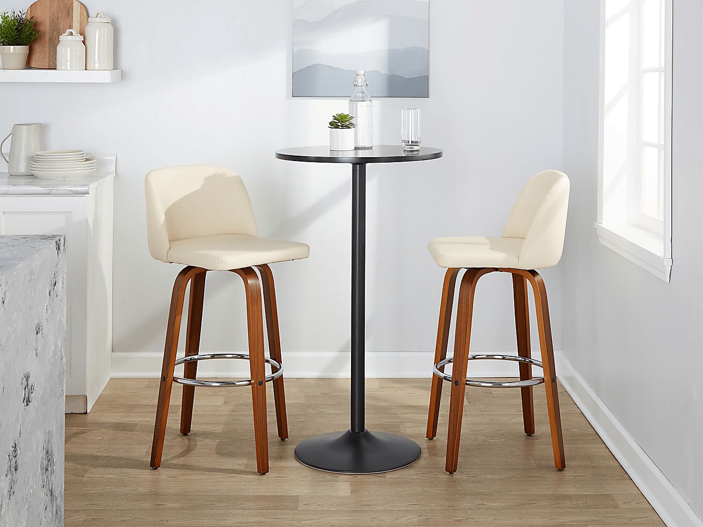 Wymering X Cream Swivel Barstool, Set of 2