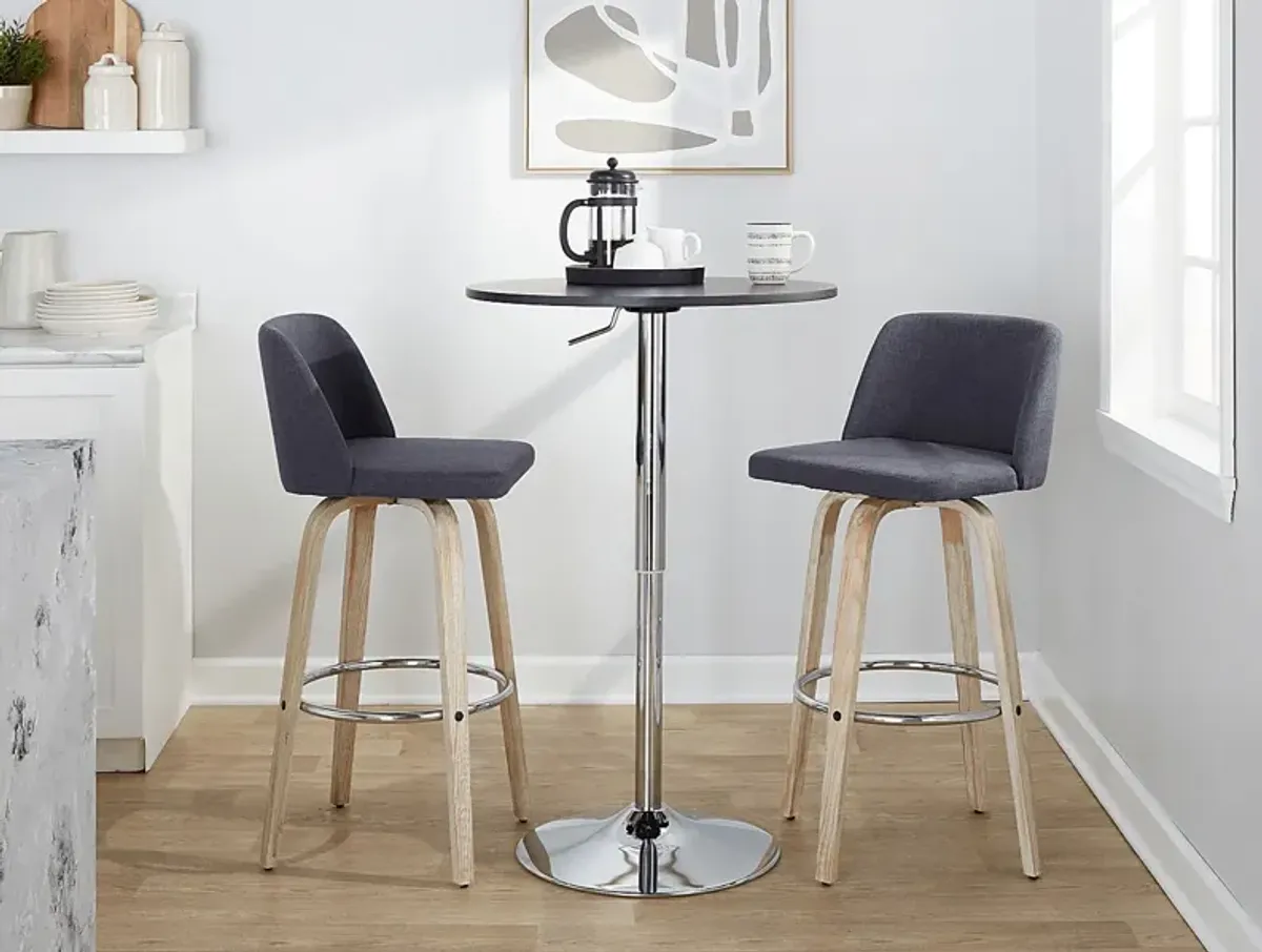 Wymering XII Blue Swivel Barstool, Set of 2