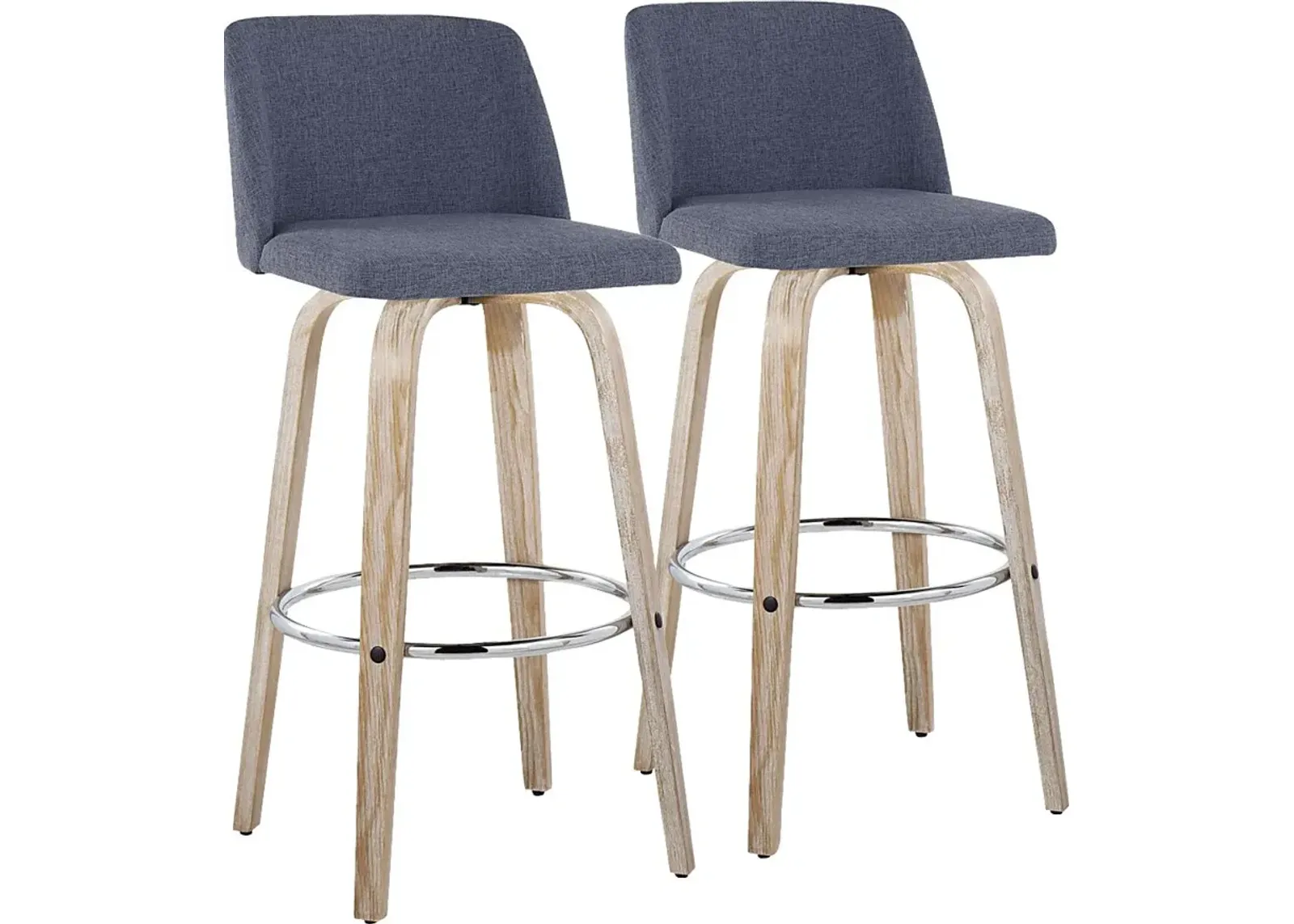 Wymering XII Blue Swivel Barstool, Set of 2