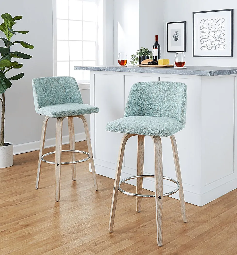 Wymering XII Green Swivel Barstool, Set of 2