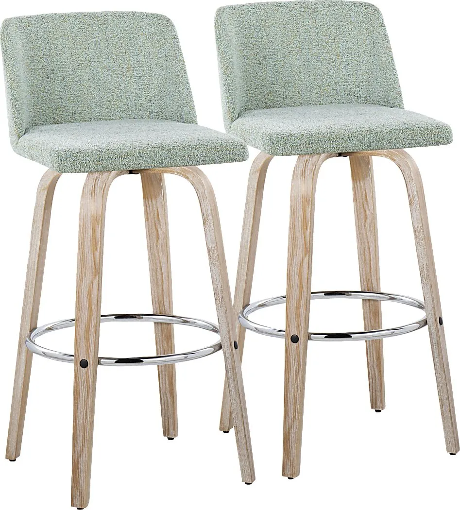 Wymering XII Green Swivel Barstool, Set of 2