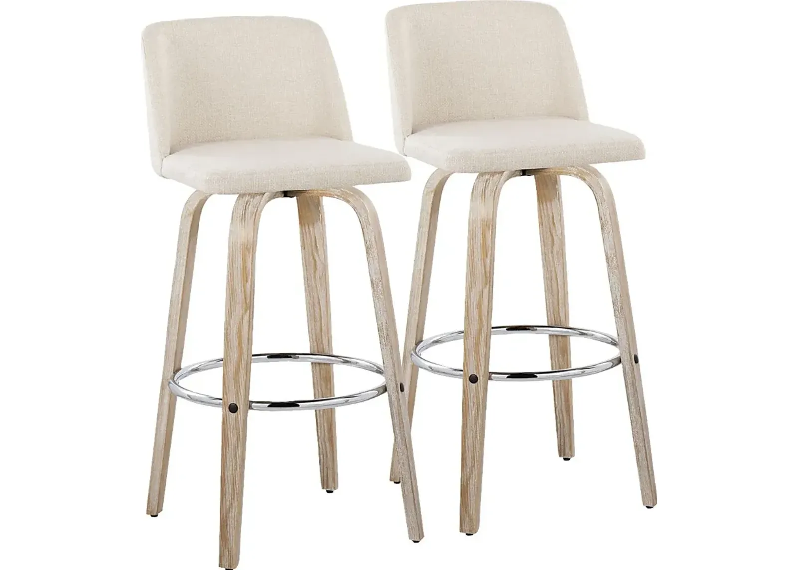 Wymering XII Cream Swivel Barstool, Set of 2