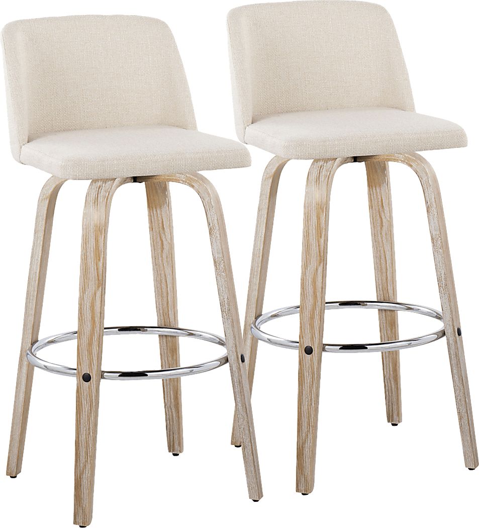 Wymering XII Cream Swivel Barstool, Set of 2