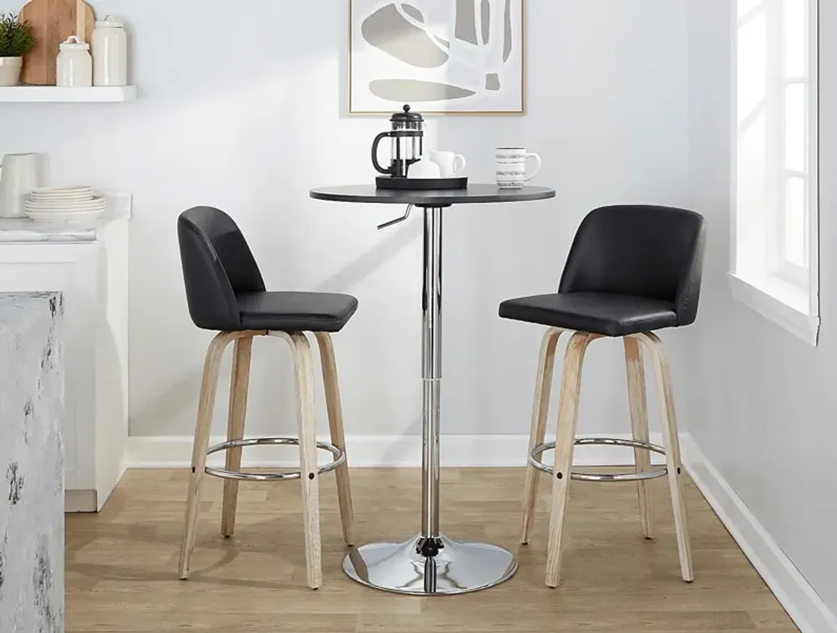 Wymering XIII Black Swivel Barstool, Set of 2