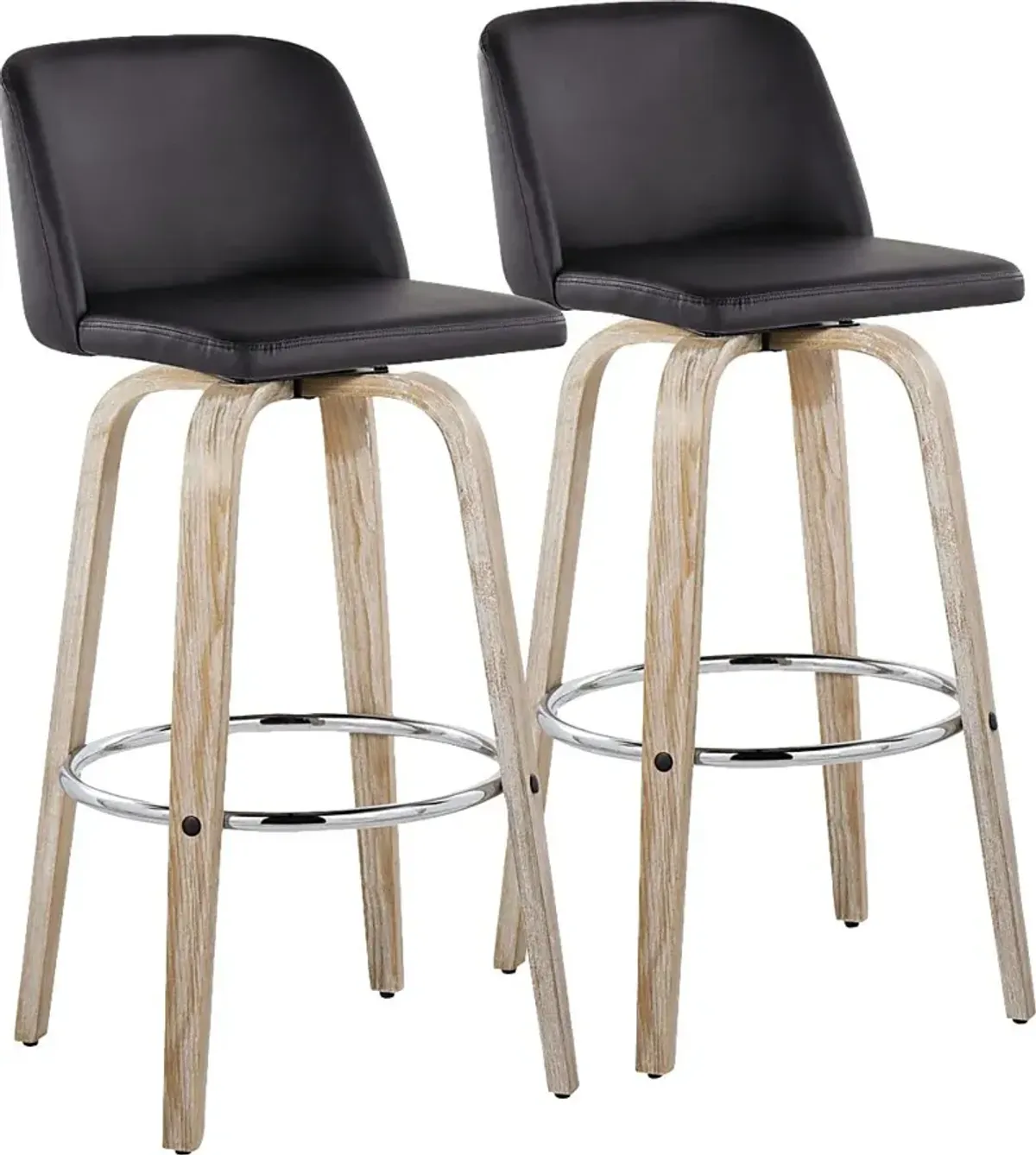 Wymering XIII Black Swivel Barstool, Set of 2