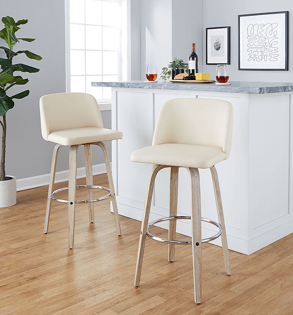 Wymering XIII Cream Swivel Barstool, Set of 2