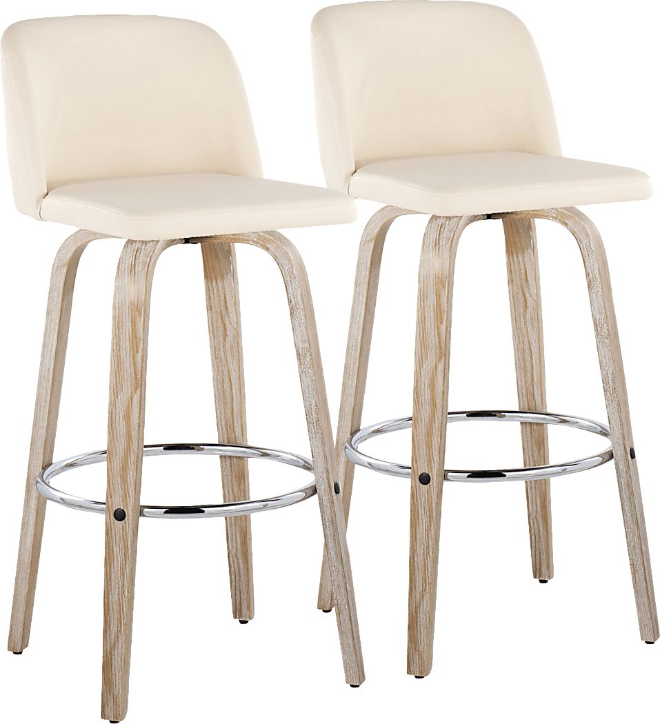 Wymering XIII Cream Swivel Barstool, Set of 2