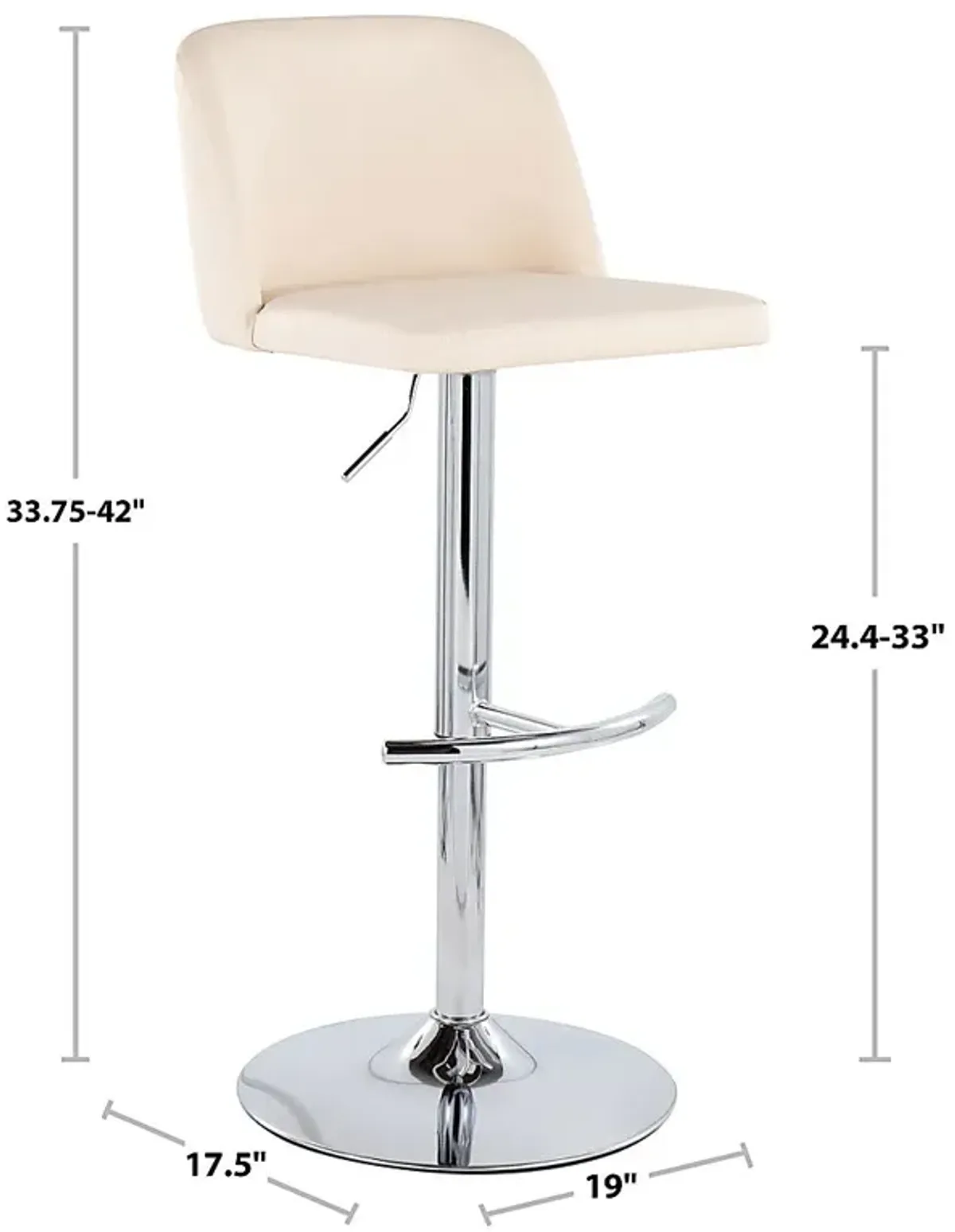 Wymering XV Cream Adjustable Swivel Barstool, Set of 2