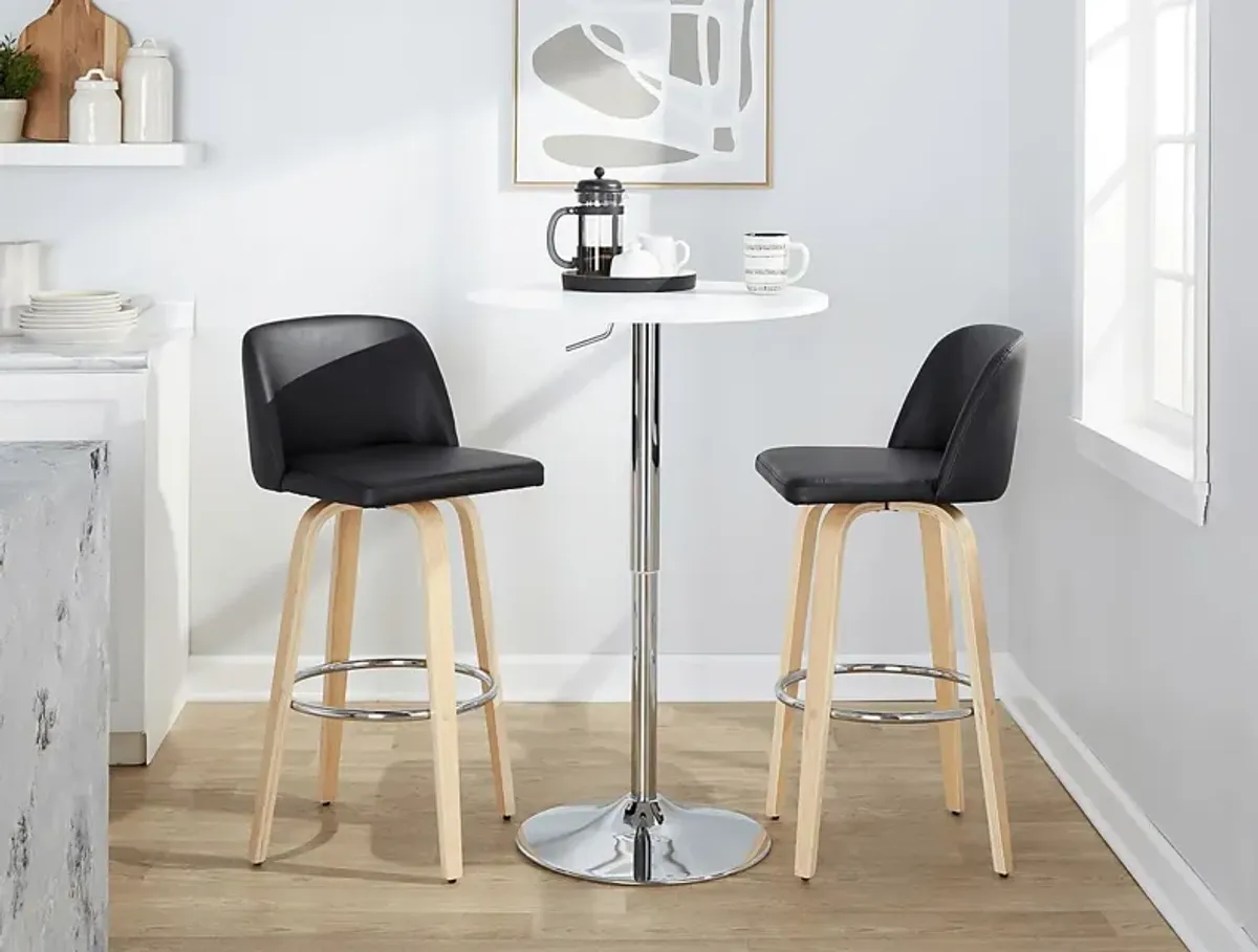 Wymering XVI Black Swivel Barstool, Set of 2