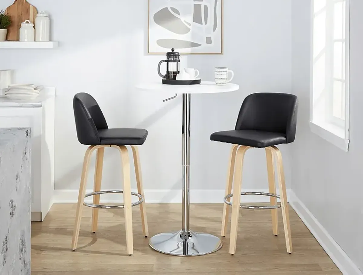 Wymering XVI Black Swivel Barstool, Set of 2