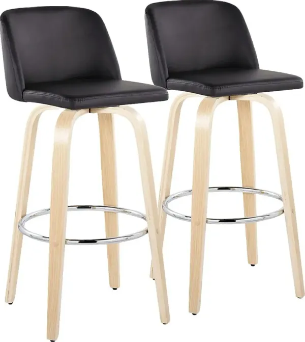 Wymering XVI Black Swivel Barstool, Set of 2