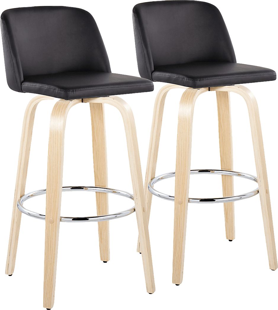 Wymering XVI Black Swivel Barstool, Set of 2