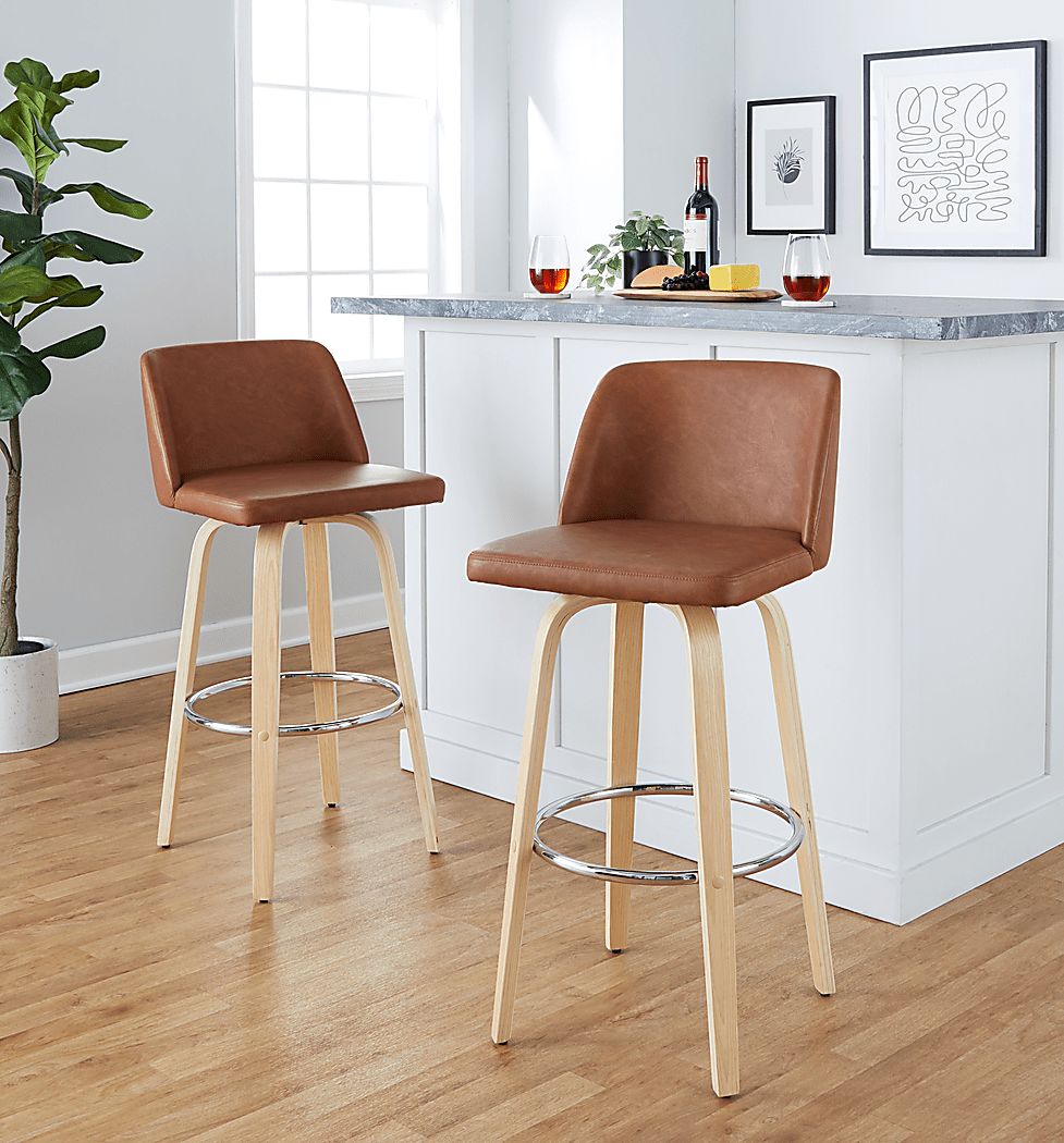 Wymering XVI Camel Swivel Barstool, Set of 2