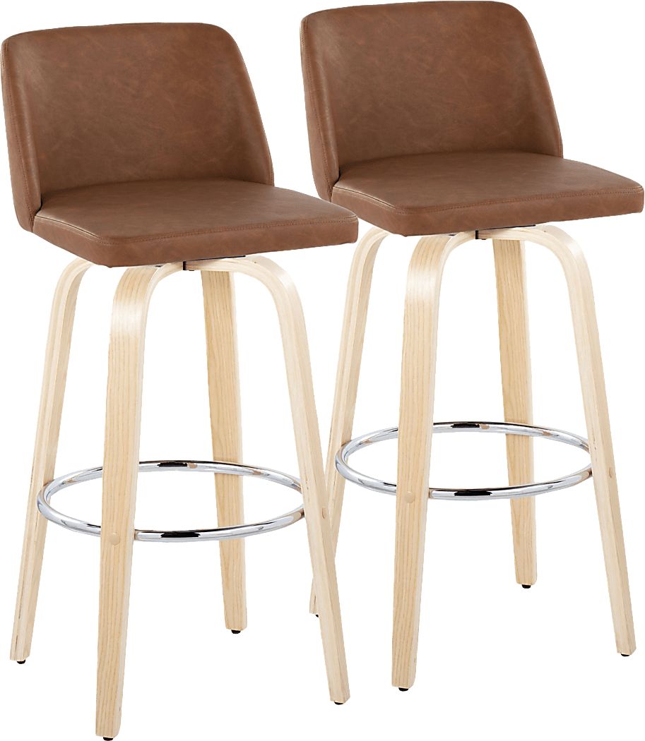 Wymering XVI Camel Swivel Barstool, Set of 2