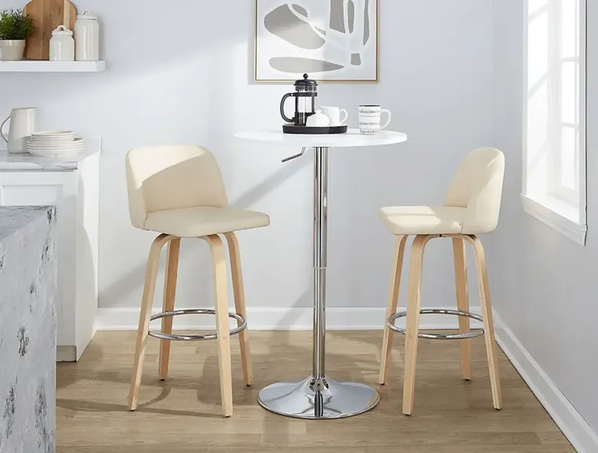 Wymering XVI Cream Swivel Barstool, Set of 2